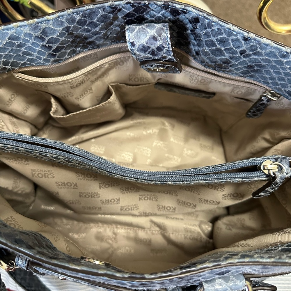 2013 Blue Jewel Python Michael Kors Large Handbag… - image 2